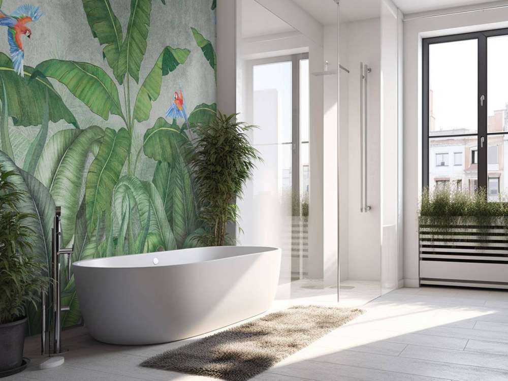 Tropikalne liście na betonie