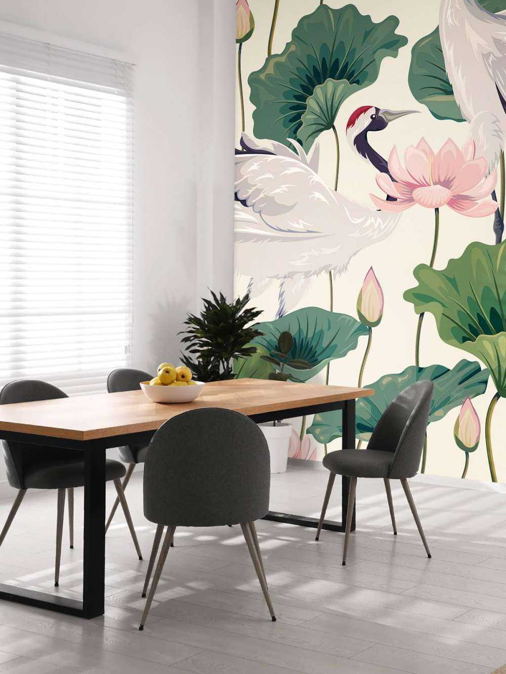 Para żurawi z lotosem