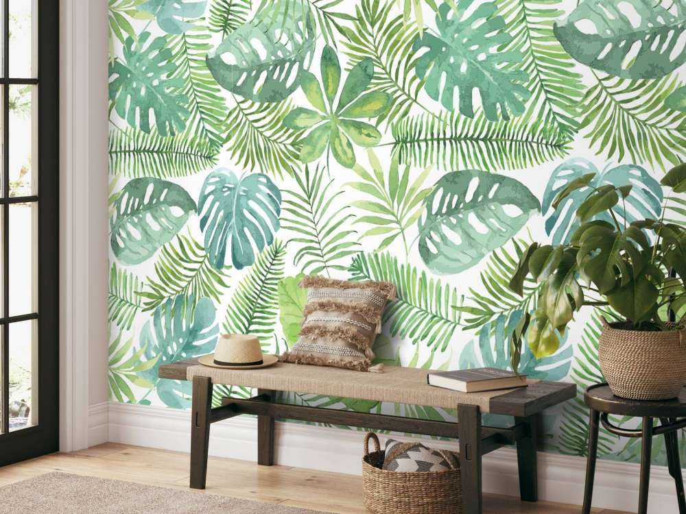 Tropikalne liście akwarelowe