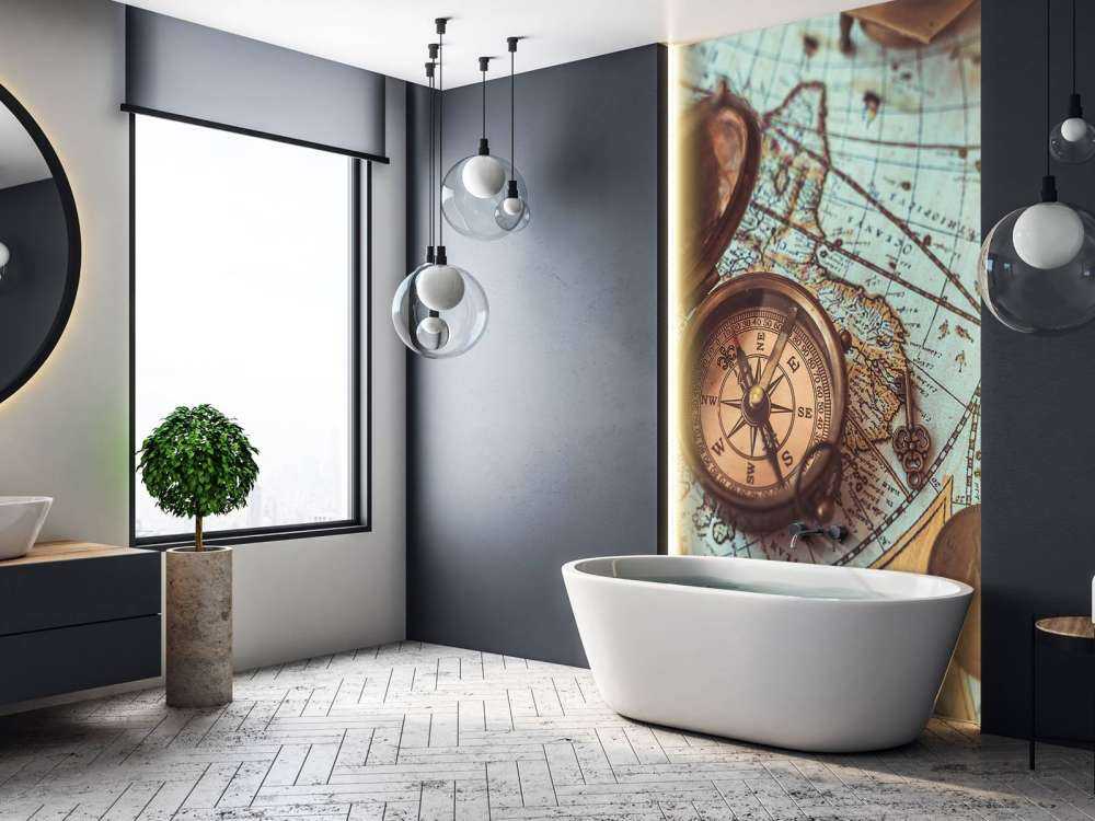 Historyczna mapa świata z kompasem - Fototapety.com