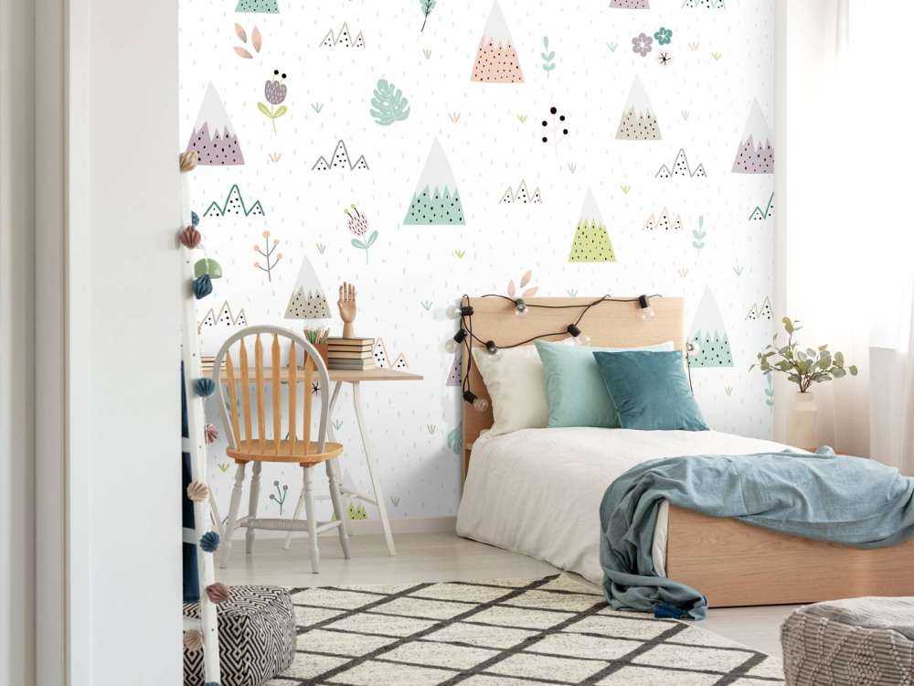 Wzór gór, roślin i kwiatów