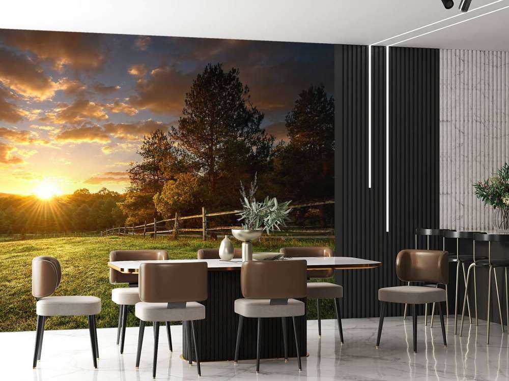 Pastwisko o zachodzie słońca