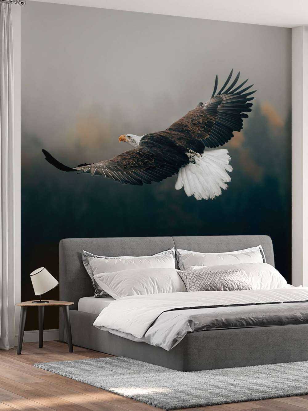 Orzeł przedni nad lasem