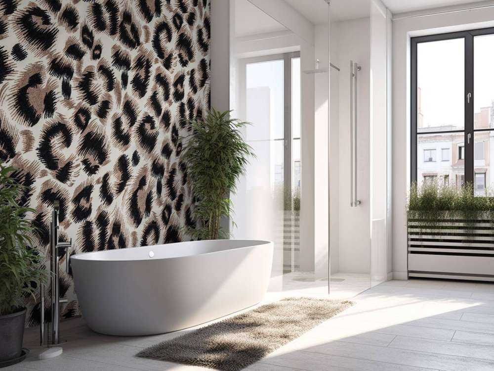 Futro pantery w kolorze beżowym