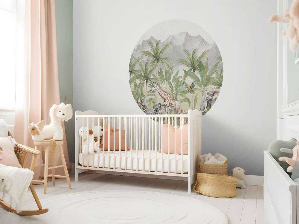 Krajobraz górski ze zwierzętami w kolorze