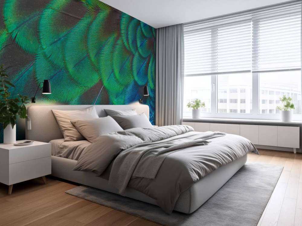 Zbliżenie na pawie pióra