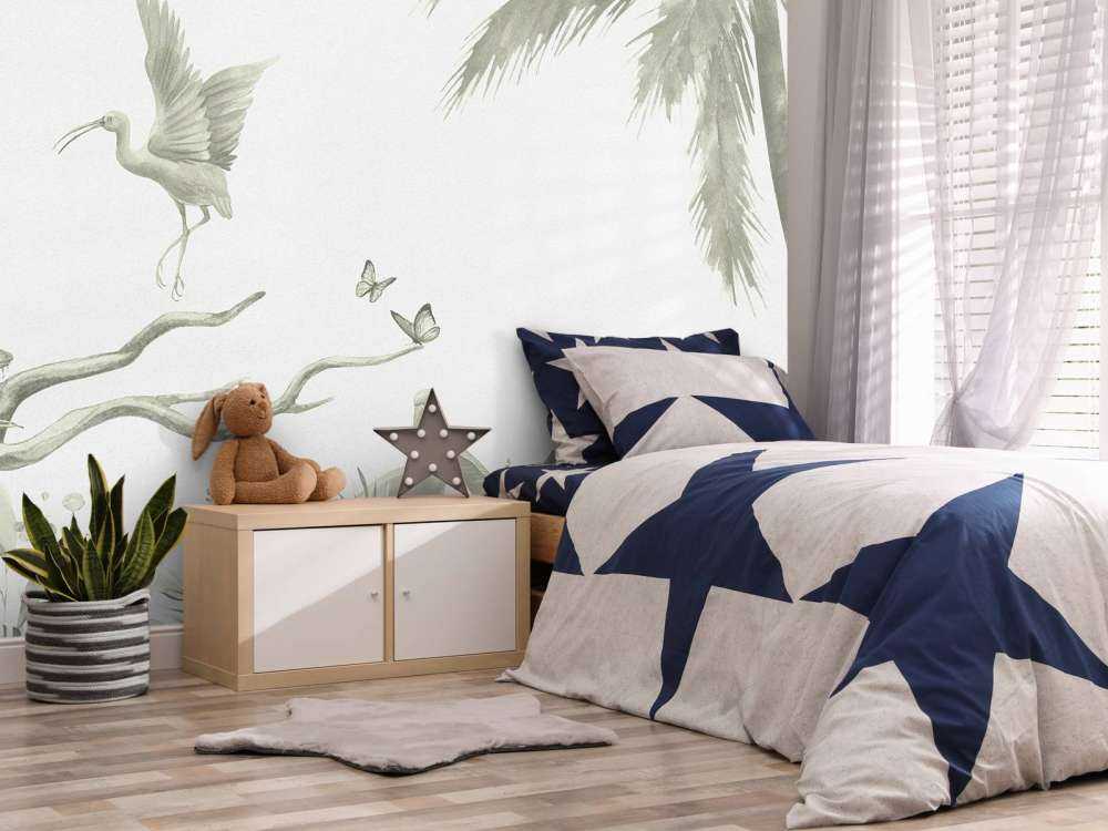 Gałąź ze zwierzętami z dżungli w kolorze zielonym