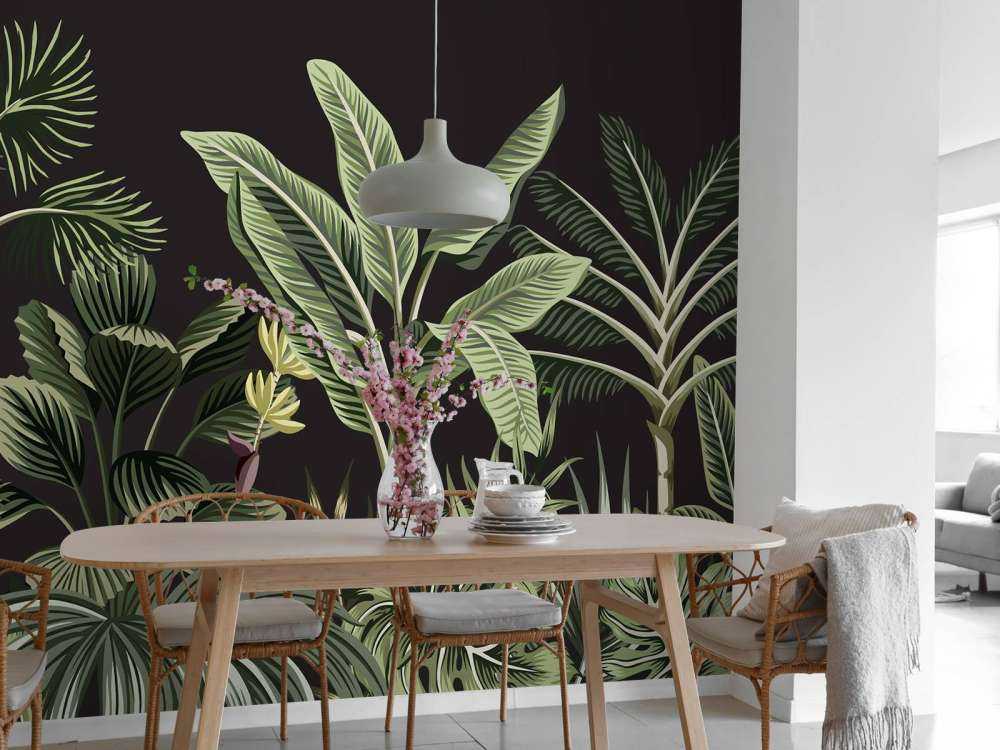 Tropikalna palma na ciemnym tle