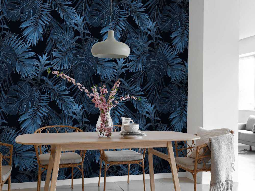 Niebieskie liście tropikalne