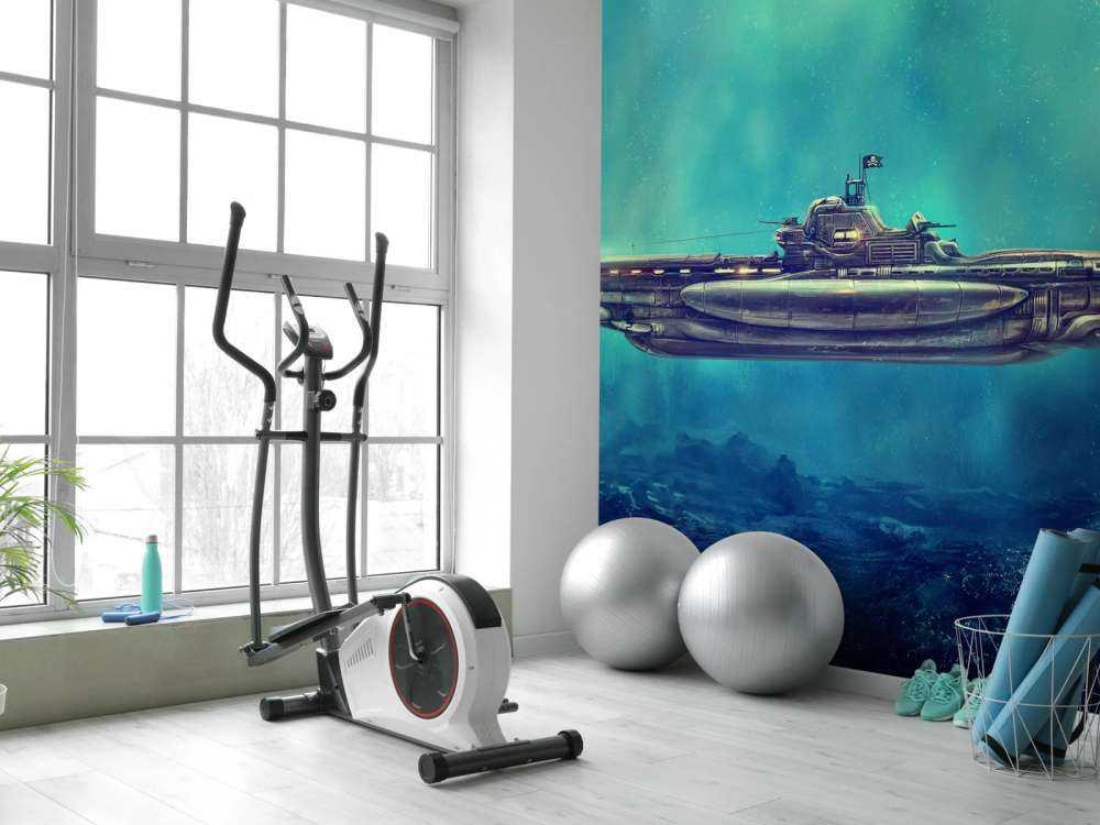 Piracka łódź podwodna w podwodnym świecie