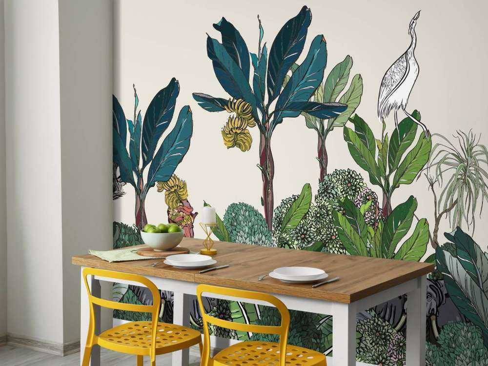 Panorama dżungli z zwierzętami