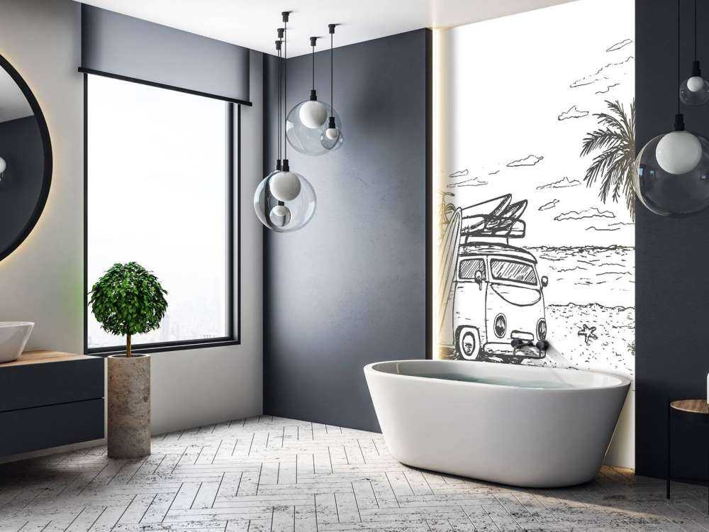 Czarny i biały rysunek plaży