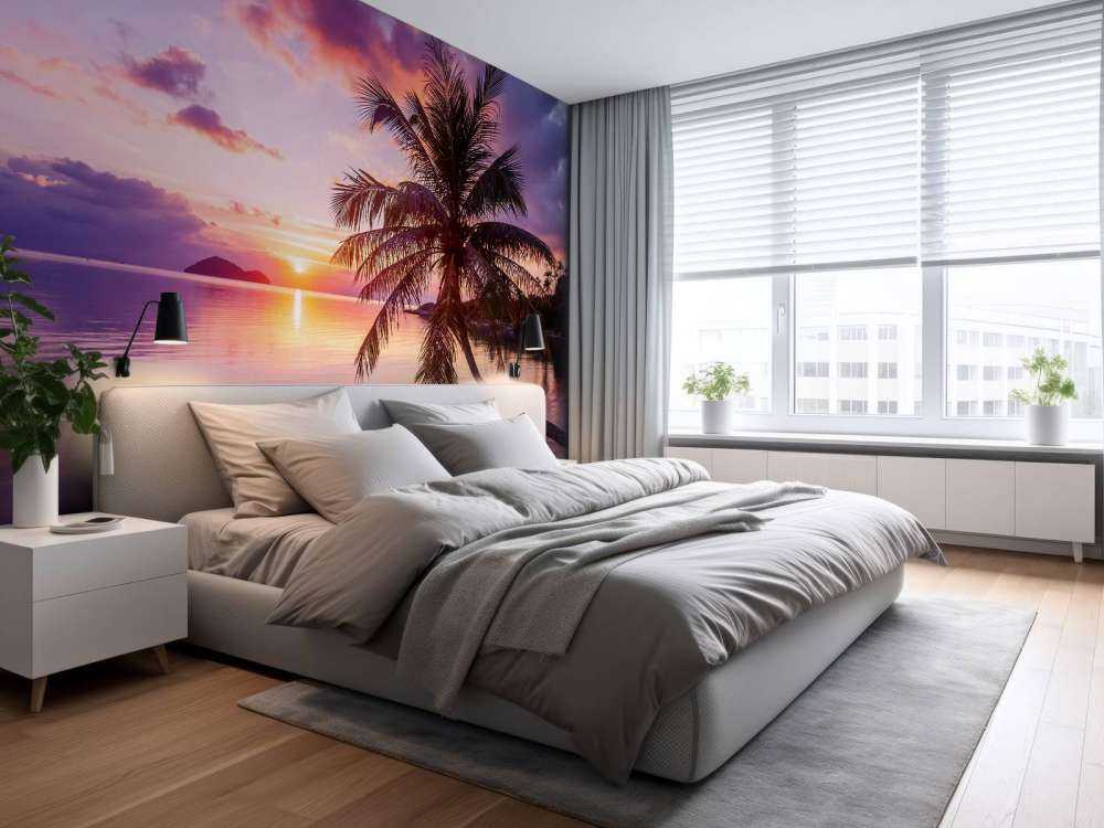 Palma przy zachodzie słońca