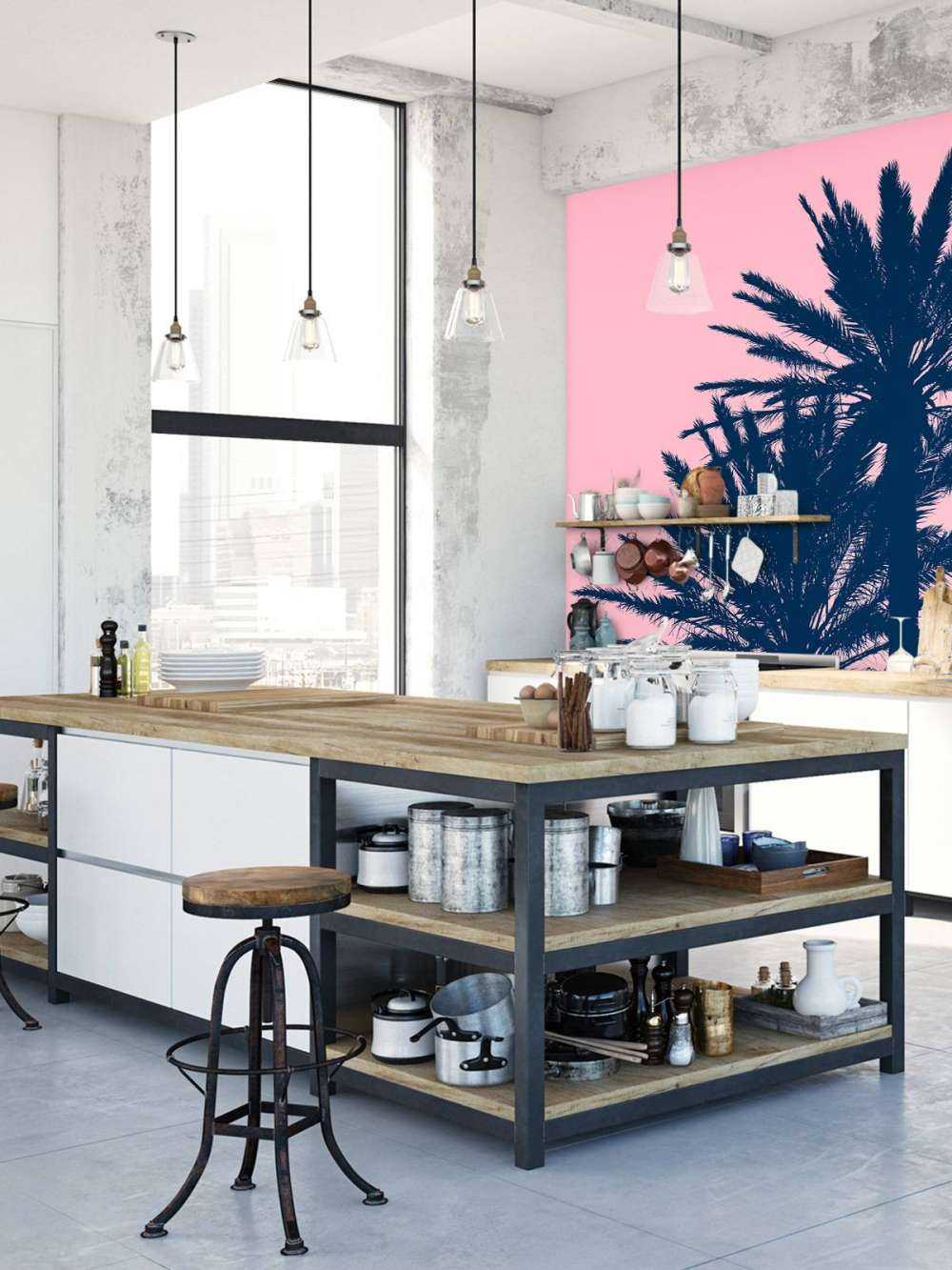 Palmy na różowym tle