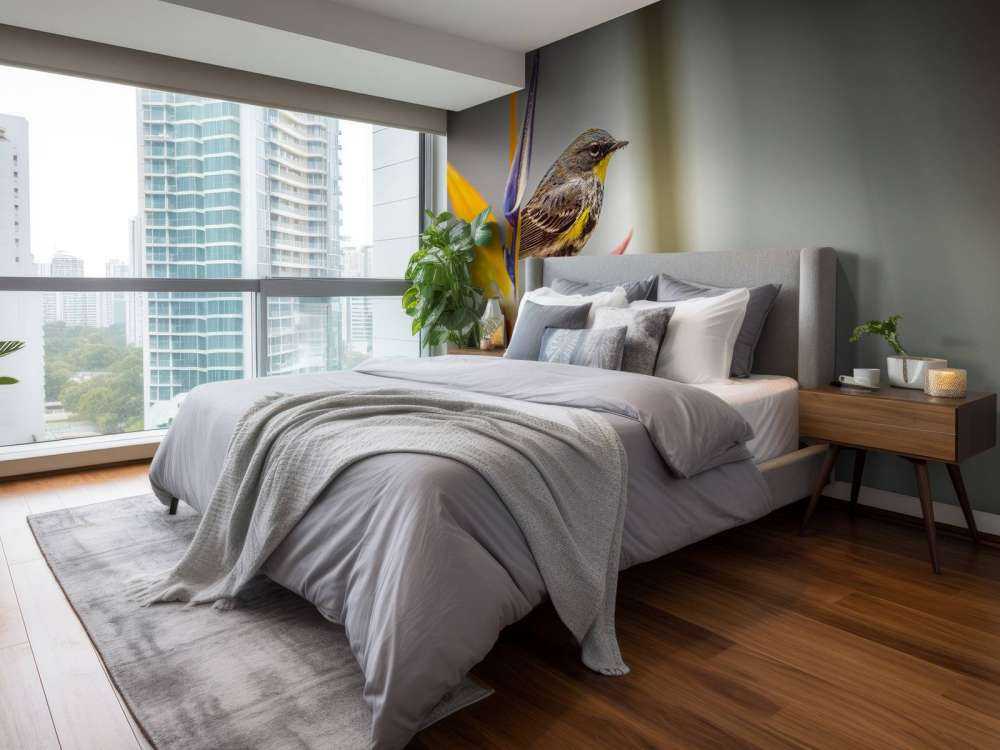 Rajski kwiat z ptakiem