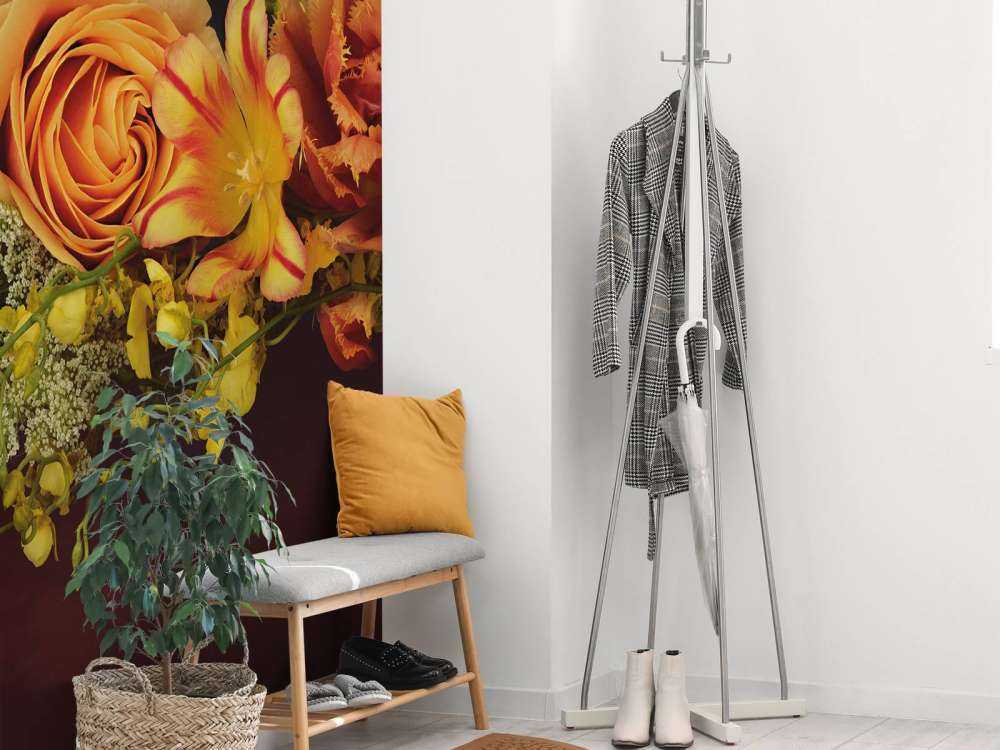 Girlanda z ułożonych kwiatów