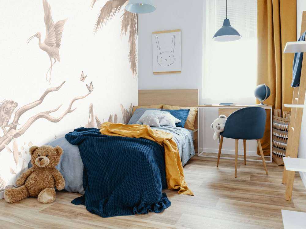 Gałązka z motywem zwierząt z dżungli w kolorze taupe