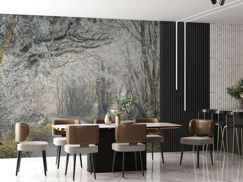 Zamarznięta droga przez las