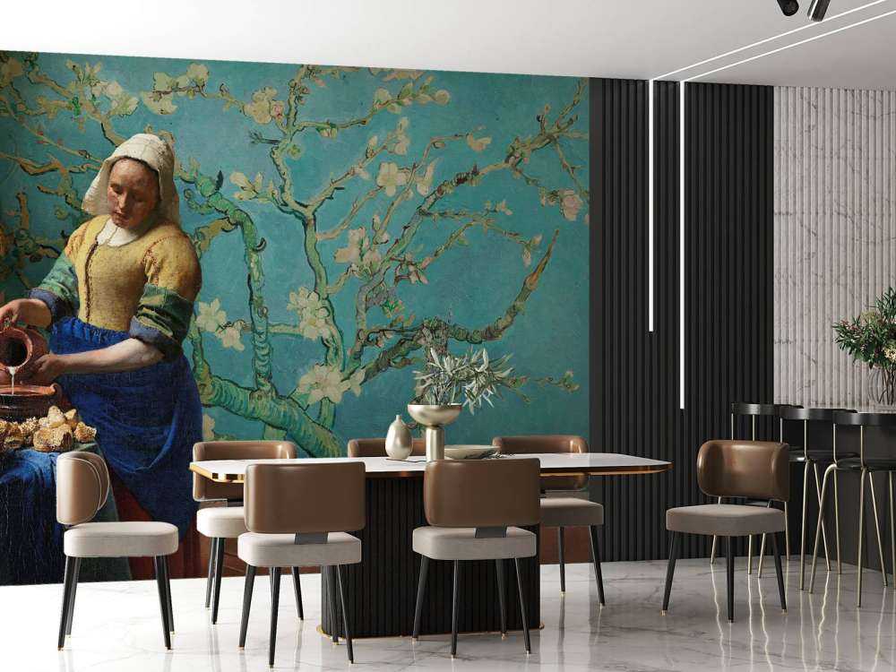 Mleczarka i kwiat migdałowca