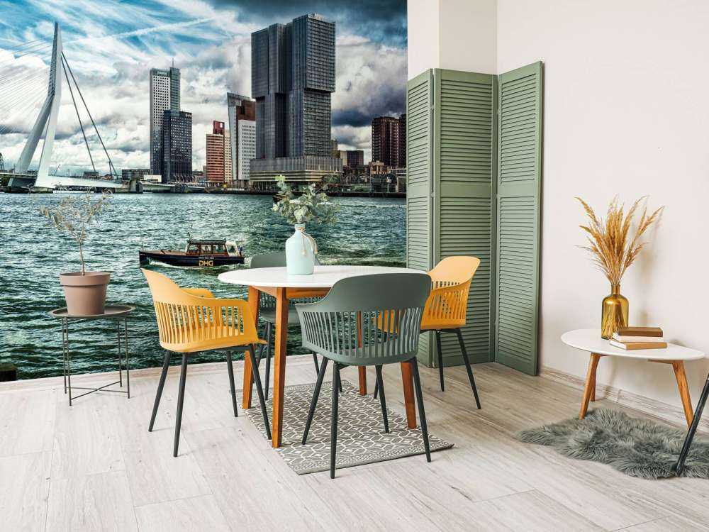 Skyline Rotterdam z widokiem na Kop van Zuid w kolorze 