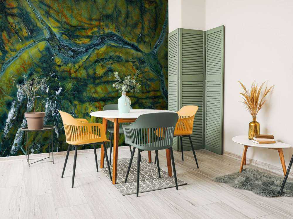 Zielony marmur z pomarańczą