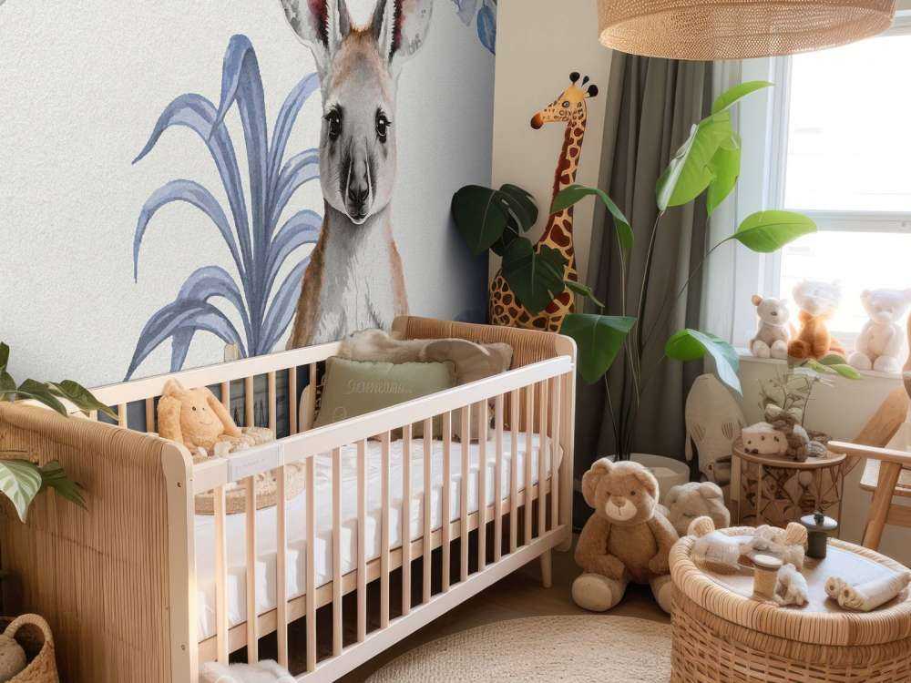 Dziecko kangur w dżungli niebieski