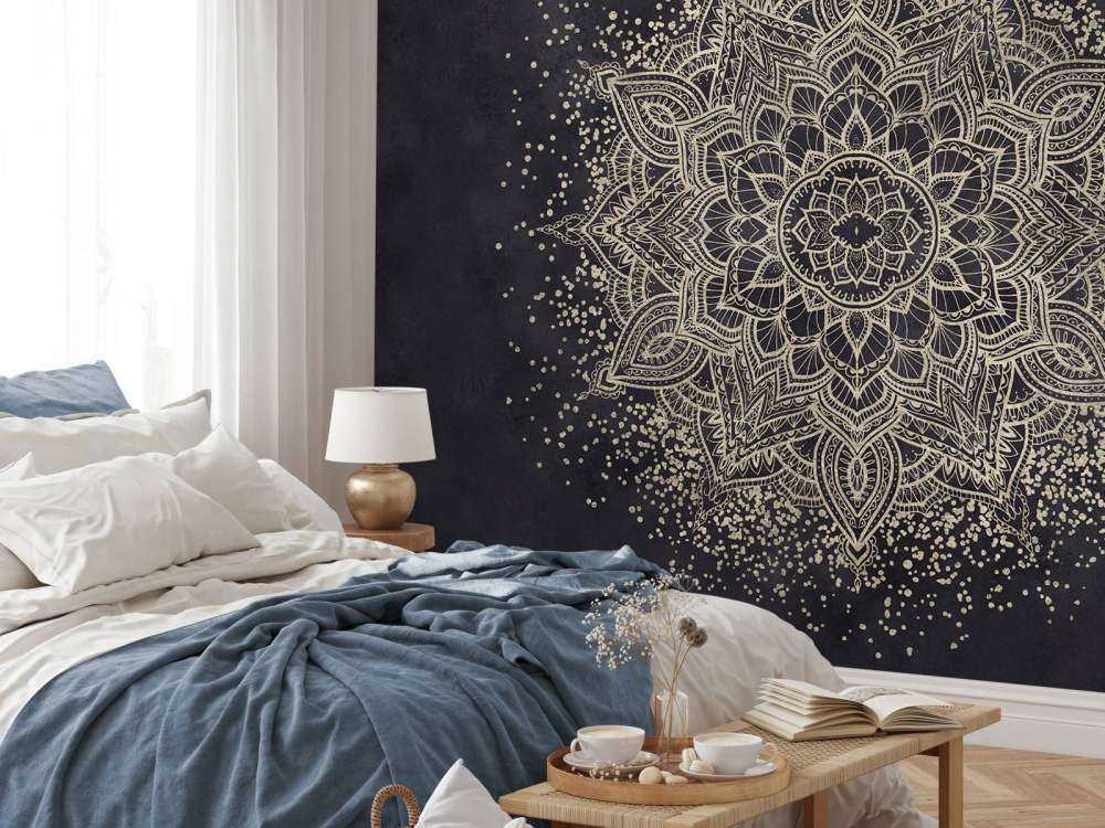 Golden Sparkling Mandala - ciemny granatowy