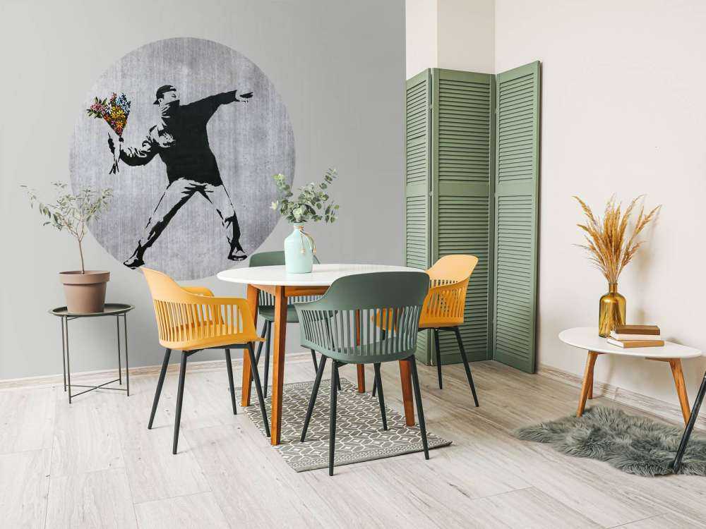 Banksy - Flower thrower, grey concrete