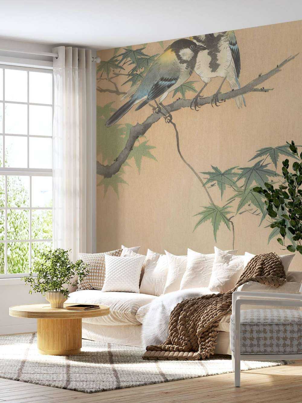 Wielkie sikorki na gałęzi klonowej