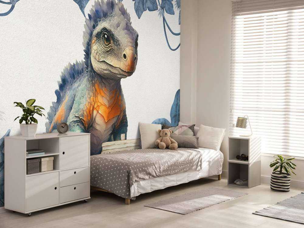 Młody ankylozaur w niebieskiej dżungli