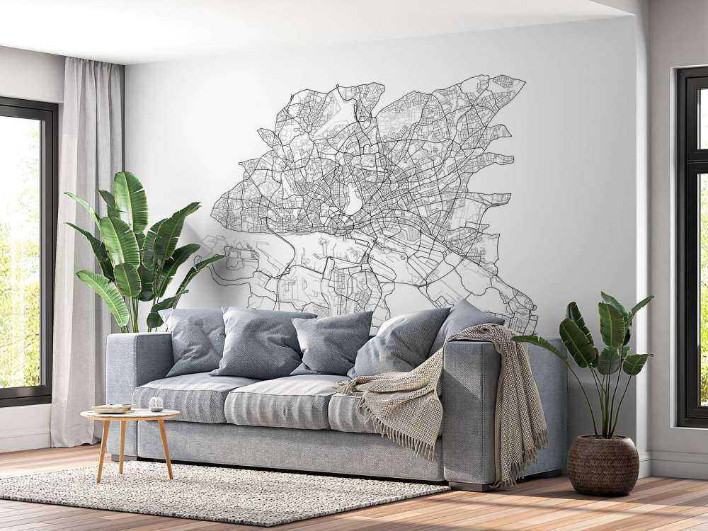 Mapa Hamburga, biała 