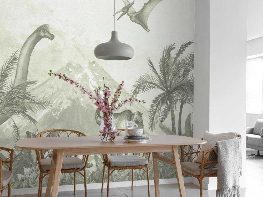 Różne dinozaury w kolorze zielonym