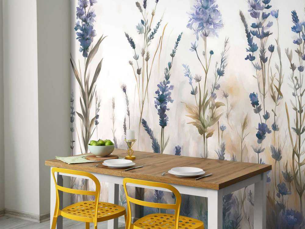 Lawendowa Polana Bezszwowy Miękki Niebieski