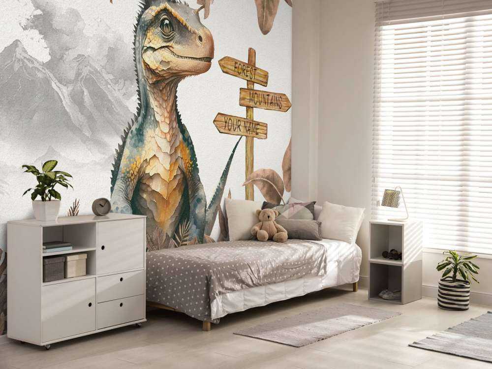 Młody velociraptor w taupe dżungli