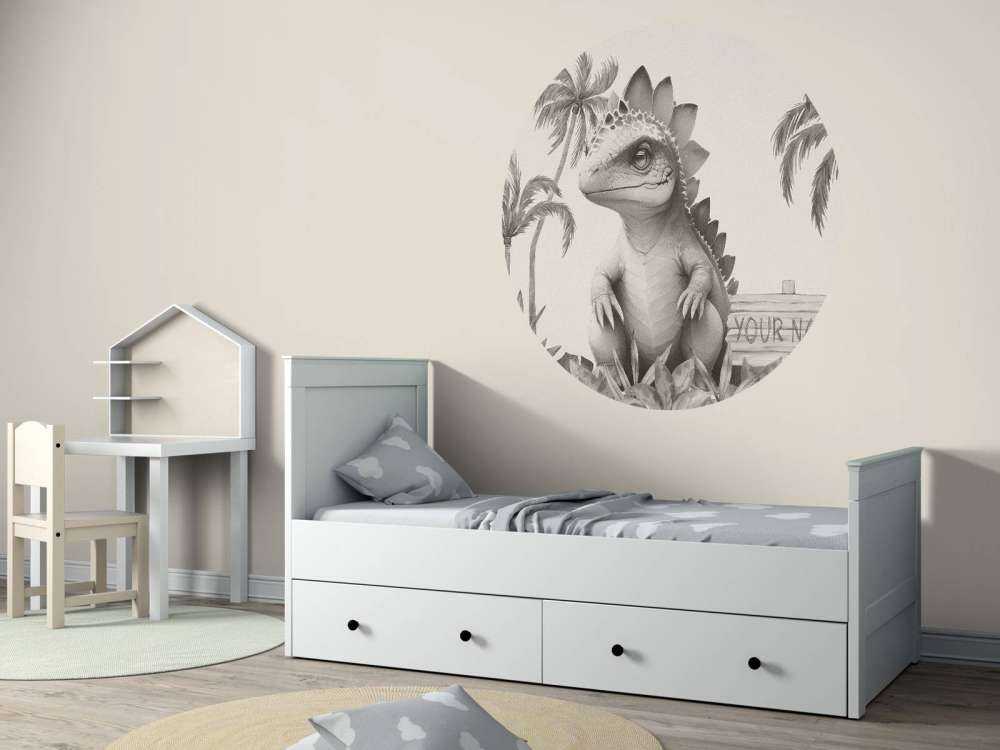 Młody stegozaur w beżowej dżungli