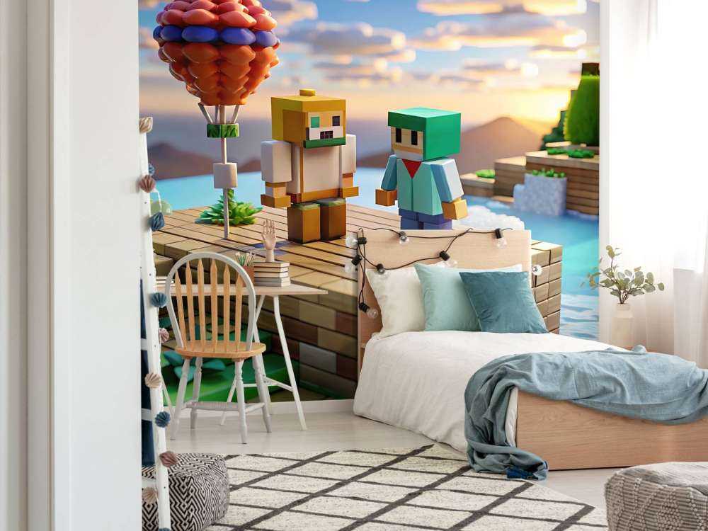 Balon na gorące powietrze w dolinie pikseli