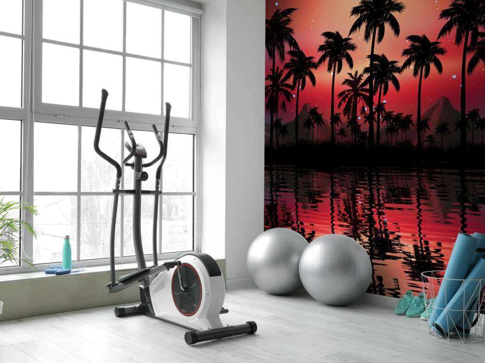 Palmy na czerwonym niebie