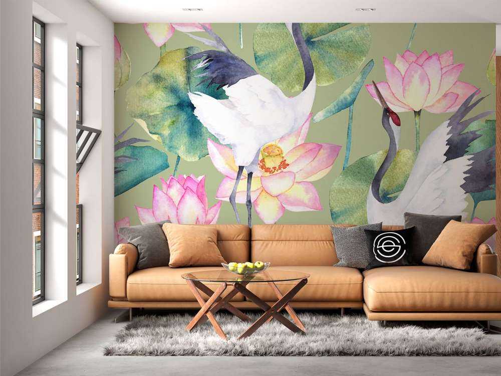 Żurawie między kwiatami