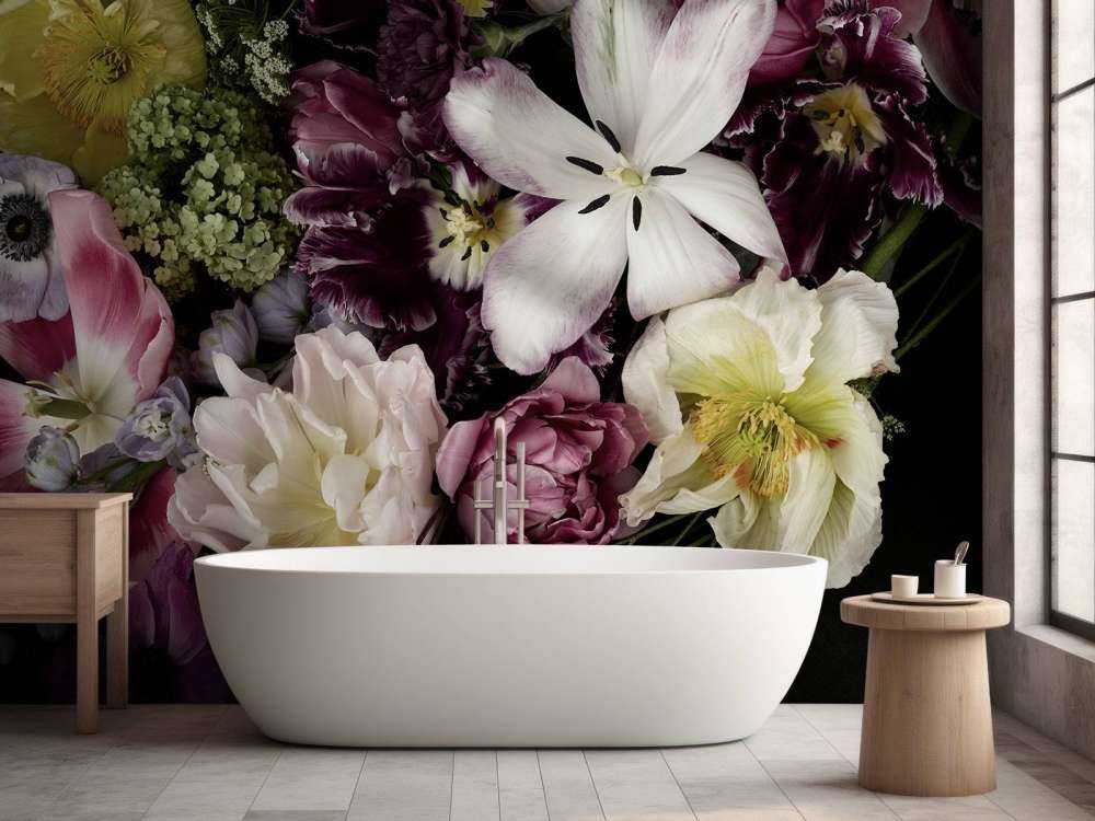 Kolorowe kwiaty ciemne