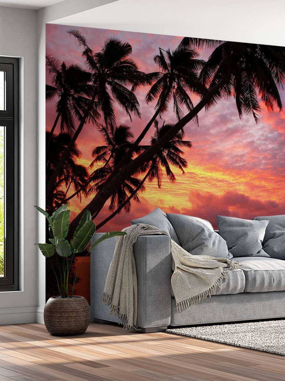 Drzewa palmowe nad czerwonym oceanem