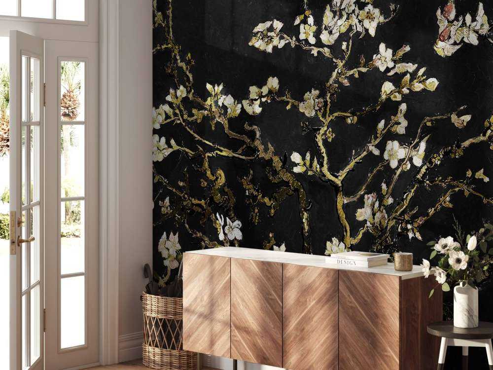 Ciemny kwiat migdałowca