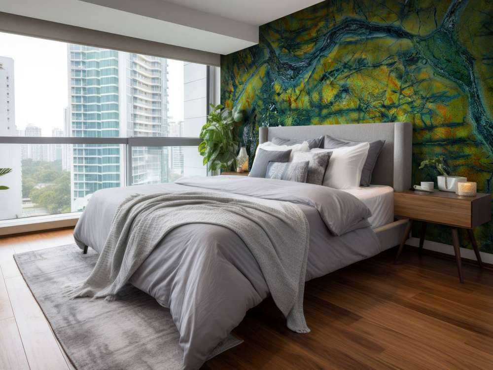 Zielony marmur z pomarańczą