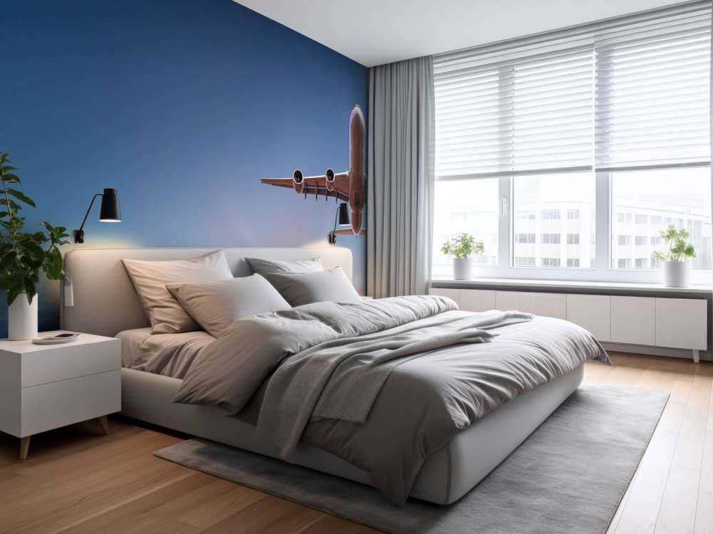 Samolot z pięknym słońcem